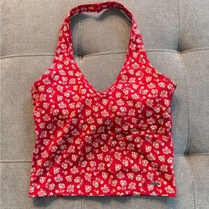 Hollister Red and White Floral Top